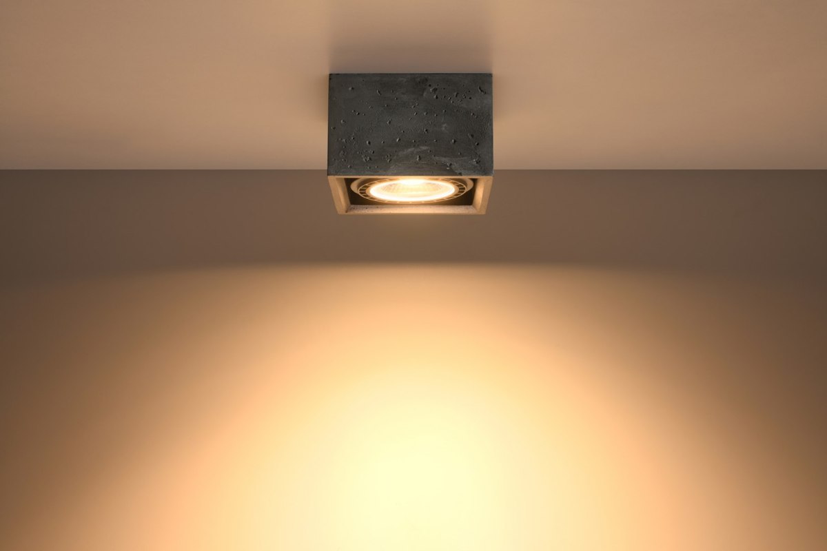 Plafon QUATRO 1 beton sześcian oświetlenie sufitowe - Sollux Lighting - wizualizacja