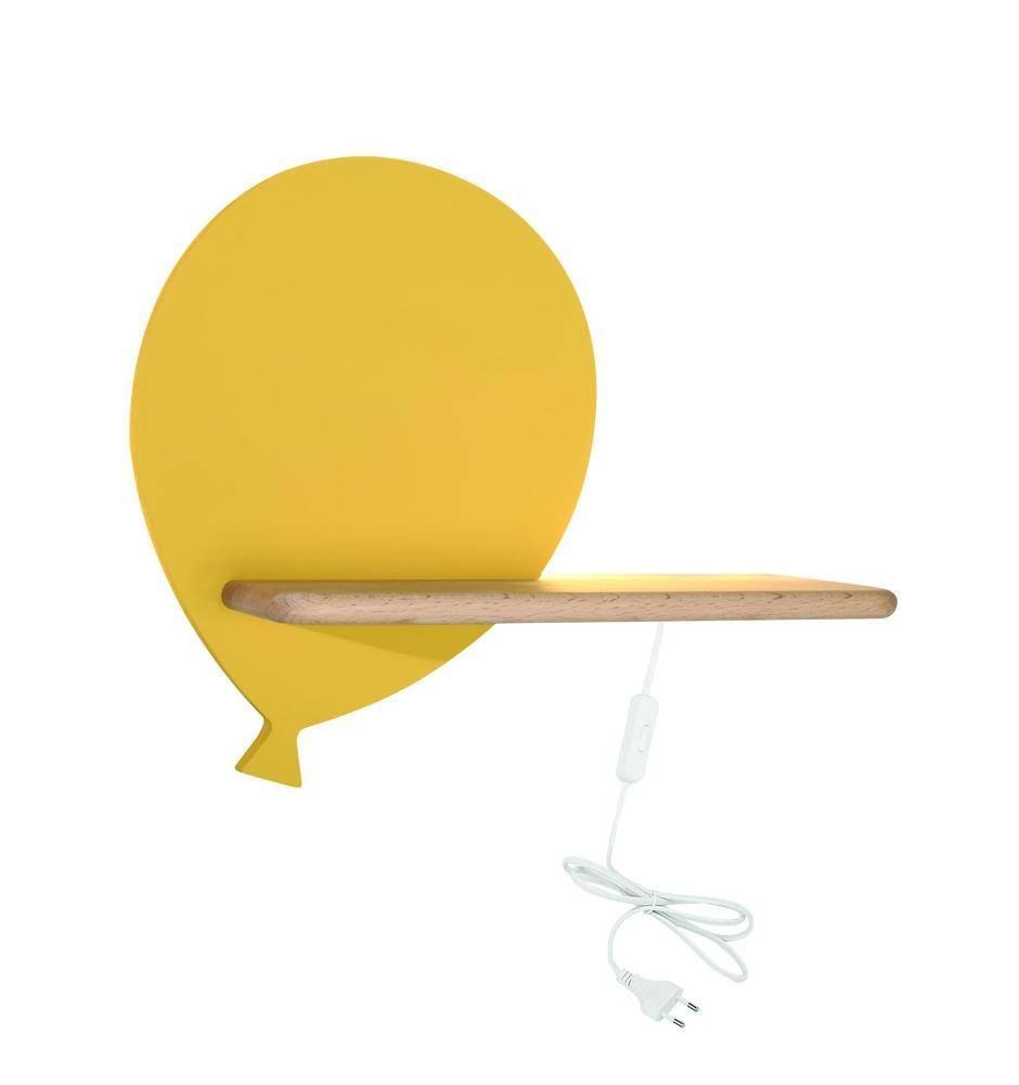 Kinkiet lampka dla dziecka LED z półką BALOON balon żółty z przewodem i wtyczką - Candellux Lighting
