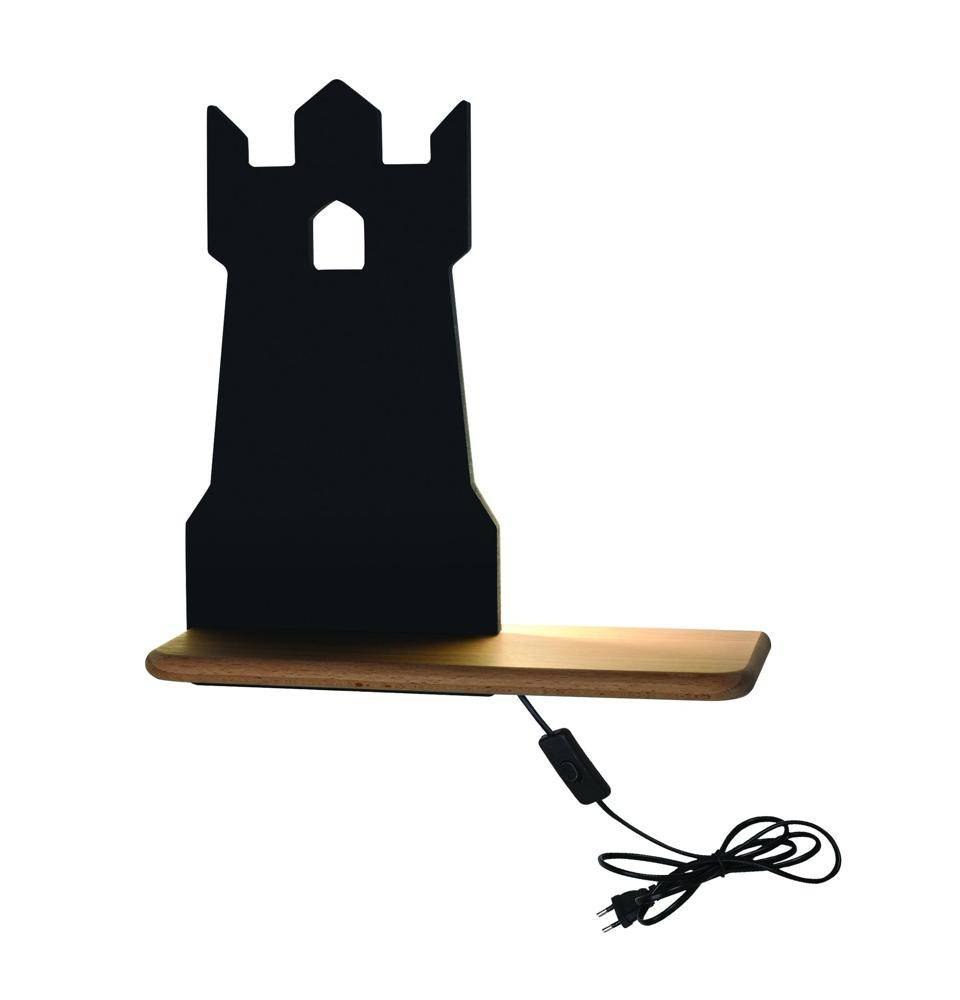Kinkiet lampka nocna dziecięca LED z półką TOWER wieża czarna z kablem - Candellux Lighting