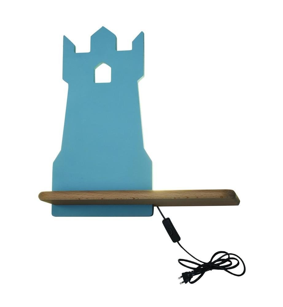 Kinkiet lampka nocna dziecięca LED z półką TOWER wieża niebieska z kablem - Candellux Lighting Kinkiet lampka nocna dziecięca LED z półką TOWER wieża niebieska z kablem - Candellux Lighting