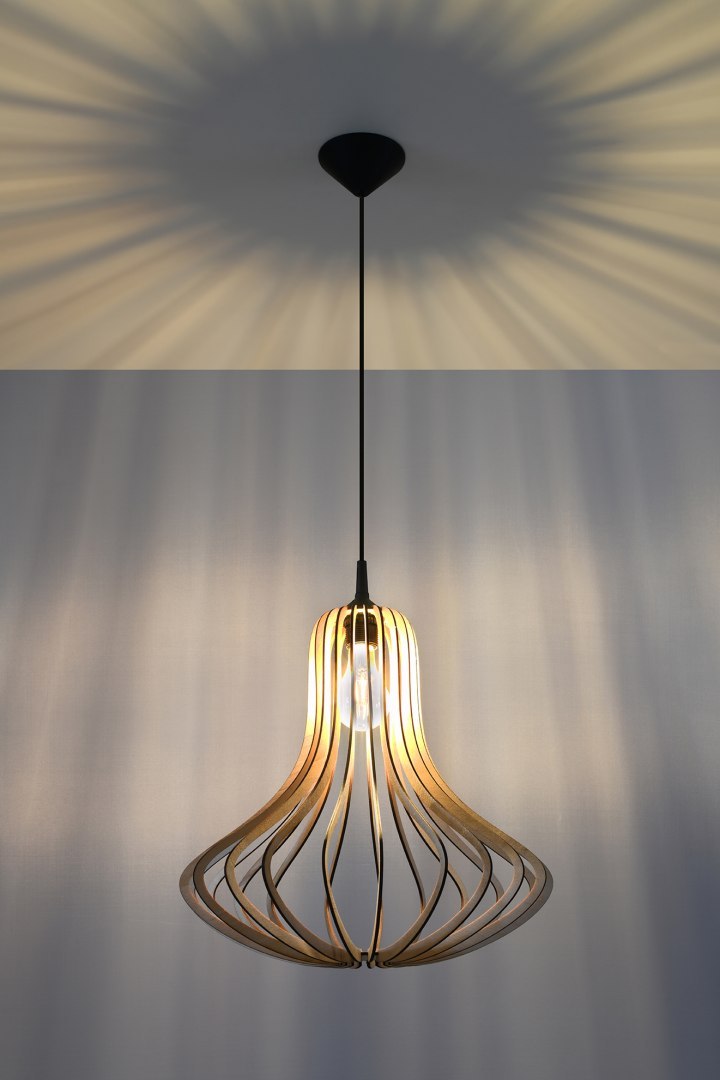 Lampa wisząca ELZA lampa gruszka drewno naturalne - Sollux Lighting - wizualizacja Lampa wisząca ELZA lampa gruszka drewno naturalne - Sollux Lighting - wizualizacja