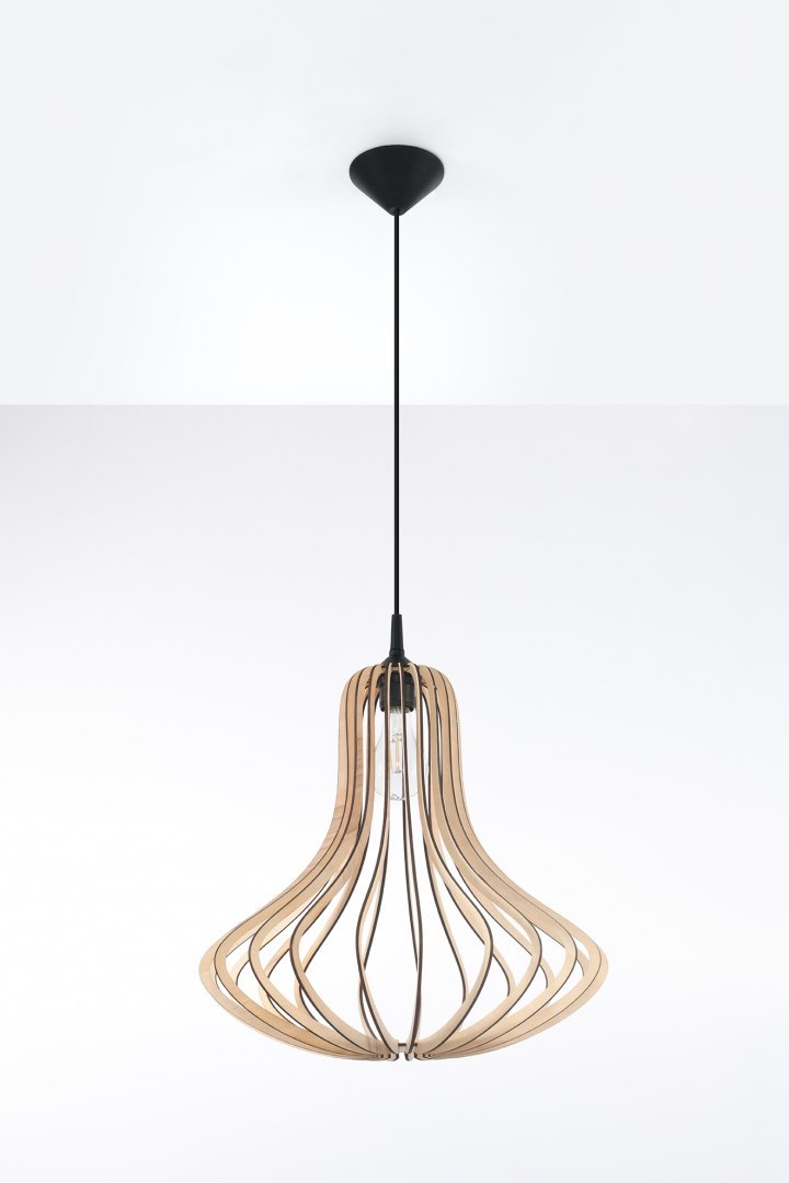 Lampa wisząca ELZA lampa gruszka drewno naturalne - Sollux Lighting - wizualizacja Lampa wisząca ELZA lampa gruszka drewno naturalne - Sollux Lighting - wizualizacja