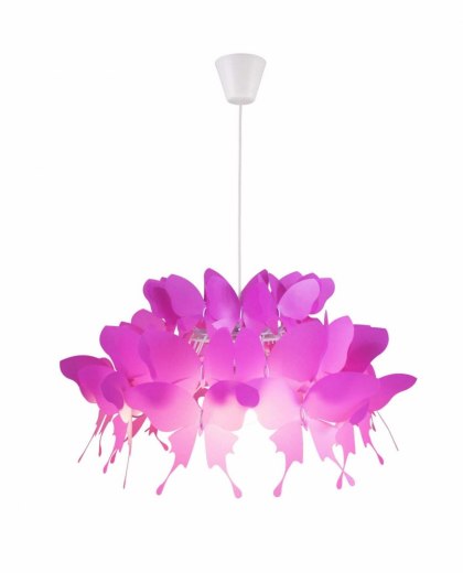 Lampa wisząca FARFALLA 1 ciemny róż / motylki do pokoju dziecięcego - Light Prestige
