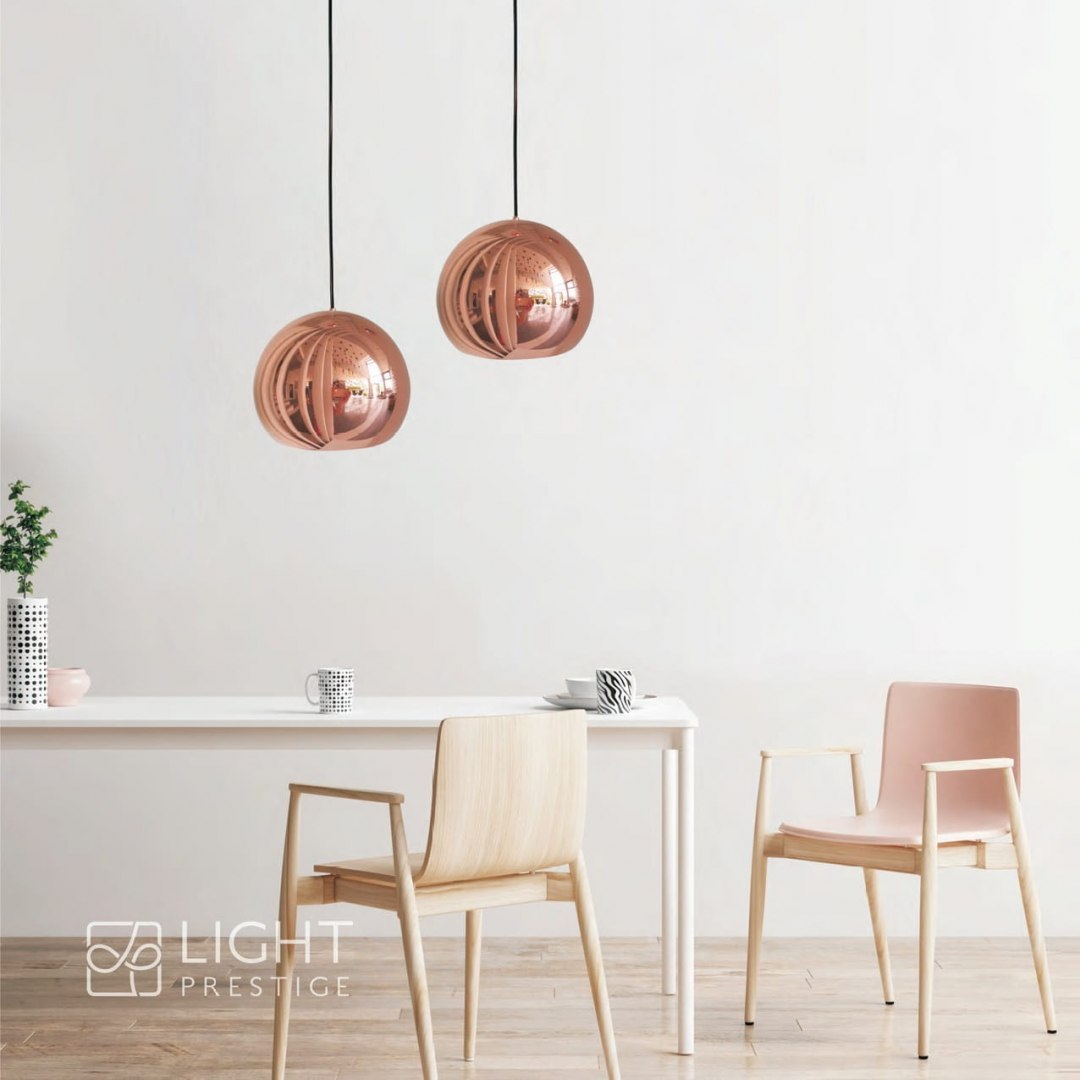 Lampa wisząca RAME 1 duża miedziana lustrzane odbicie - Light Prestige - wizualizacja Lampa wisząca RAME 1 duża miedziana lustrzane odbicie - Light Prestige - wizualizacja