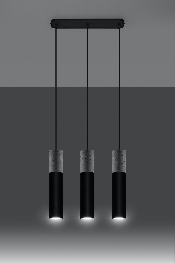 Lampa wisząca BORGIO 3L czarno-szara betonowa potrójna - Sollux Lighting