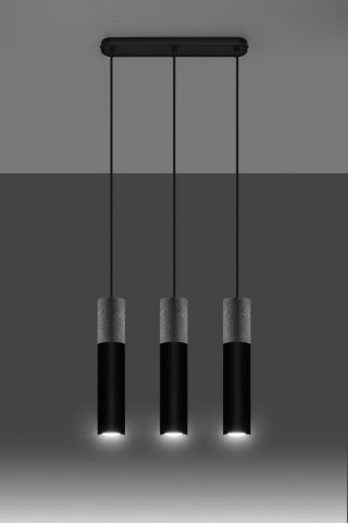 Lampa wisząca BORGIO 3L czarno-szara betonowa potrójna - Sollux Lighting