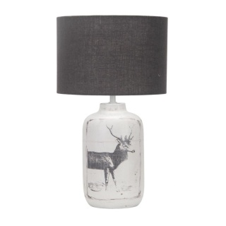 Lampa stołowa WALIA ceramiczna z czarnym abażurem i z motywem jelenia - Candellux Lighting
