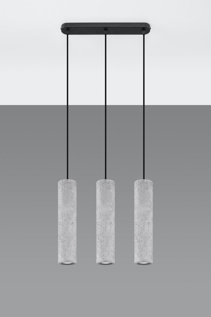 Lampa wisząca LUVO 3L lampa dekoracyjna szary beton - Sollux Lighting - wizualizacja Lampa wisząca LUVO 3L lampa dekoracyjna szary beton - Sollux Lighting - wizualizacja