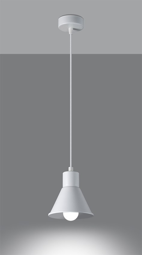 Lampa wisząca TALEJA 1 biała metalowa minimalistyczna - Sollux Lighting - lampa świeci się Lampa wisząca TALEJA 1 biała metalowa minimalistyczna - Sollux Lighting - lampa świeci się