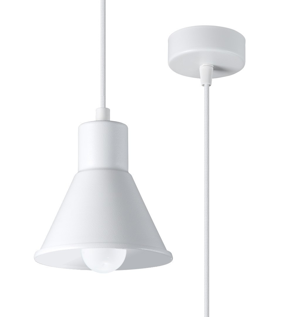 Lampa wisząca TALEJA 1 biała metalowa minimalistyczna - Sollux Lighting - widok z bliska Lampa wisząca TALEJA 1 biała metalowa minimalistyczna - Sollux Lighting - widok z bliska