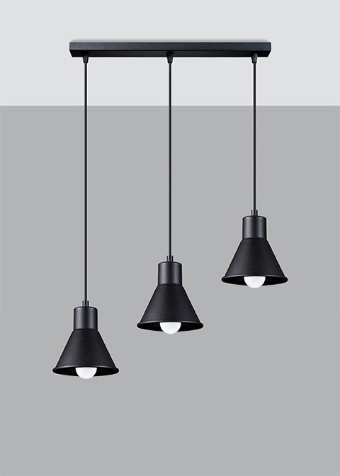 Lampa wisząca TALEJA 3 czarna potrójna zwis trzy lampy na szynie - Sollux Lighting Lampa wisząca TALEJA 3 czarna potrójna zwis trzy lampy na szynie - Sollux Lighting