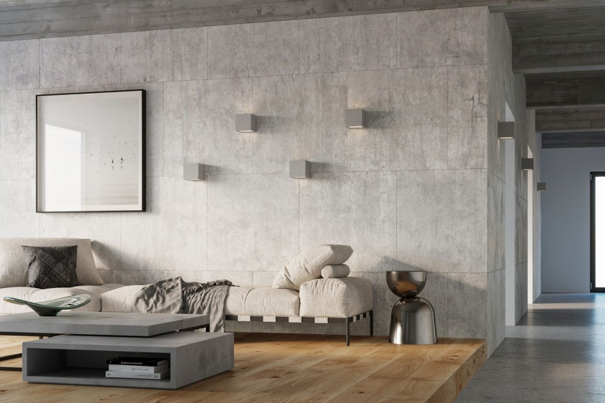 Kinkiet betonowy LEO beton szary lampa ścienna dekoracyjna - Sollux Lighting - wizualizacja