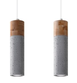 Lampa wisząca ZANE 2 drewno beton podwójny zwis tuba - Sollux Lighting