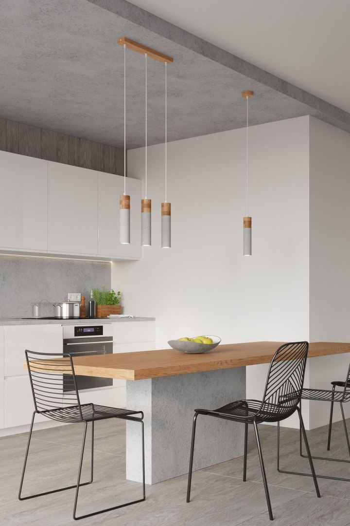 Lampa wisząca ZANE 2 szara drewno beton podwójny zwis tuba - Sollux Lighting - wizualizacja Lampa wisząca ZANE 2 szara drewno beton podwójny zwis tuba - Sollux Lighting - wizualizacja