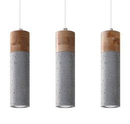 Lampa wisząca ZANE 3 beton drewno potrójna lampa trzy tuby - Sollux Lighting