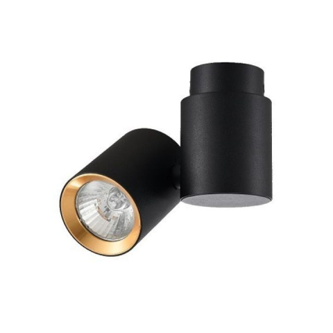 Lampa natynkowa BOSTON 1 czarna ze złotym ringiem regulowana tuba - Light Prestige