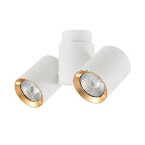 Lampa natynkowa BOSTON 2 biała ze złotym ringiem regulowane tuby podwójna - Light Prestige