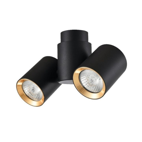 Lampa natynkowa BOSTON 2 czarna ze złotym ringiem regulowane tuby podwójna - Light Prestige