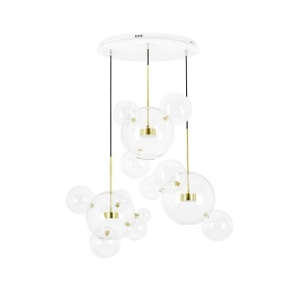 Lampa wisząca CAPRI DISC 3 złota LED potrójna kaskada szklane klosze - King Home