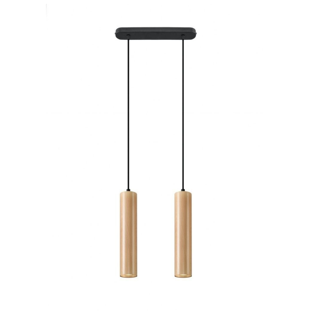 Lampa wisząca LINO 2 drewniana tuba podwójny zwis - Sollux Lighting Lampa wisząca LINO 2 drewniana tuba podwójny zwis - Sollux Lighting