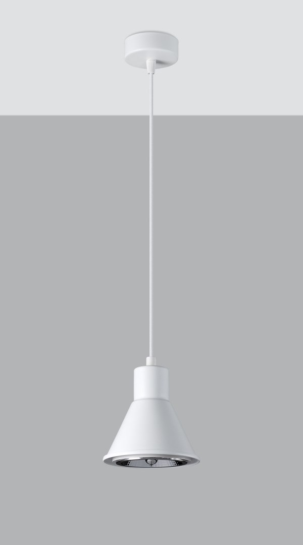 Lampa wisząca TAZILA 1 biała pojedynczy klosz metalowy - Sollux Lighting - wizualizacja