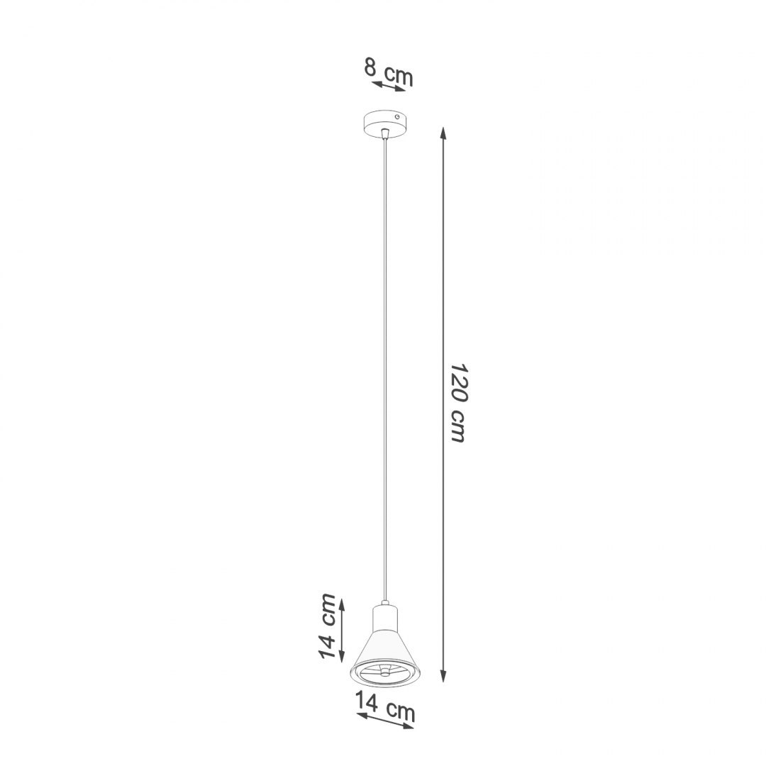 Lampa wisząca TAZILA 1 czarna pojedyncza jeden klosz loftowa - Sollux Lighting - rysunek techniczny Lampa wisząca TAZILA 1 czarna pojedyncza jeden klosz loftowa - Sollux Lighting - rysunek techniczny