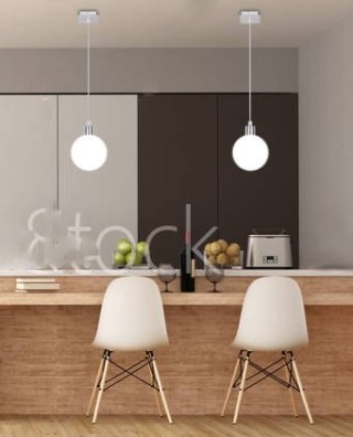 Lampa wisząca ODEN 12 cm chrom / szklany klosz kula - Candellux Lighting