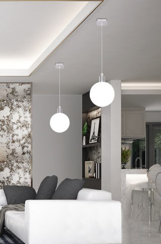 Lampa wisząca ODEN 15 cm chrom / szklany klosz kula - Candellux Lighting