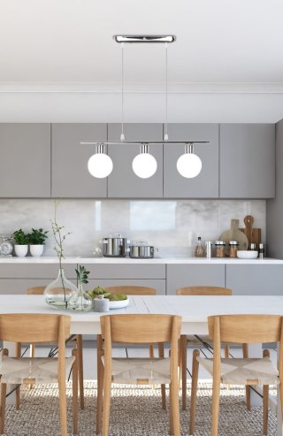 Lampa wisząca potrójna ODEN 3 chrom / białe kuliste klosze - Candellux Lighting