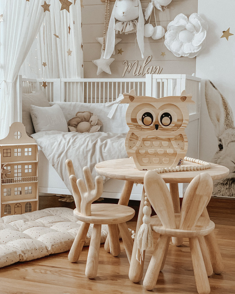Lampka dziecięca MIDNIGHT OWL WOOD drewniana sowa - Eensy Weensy