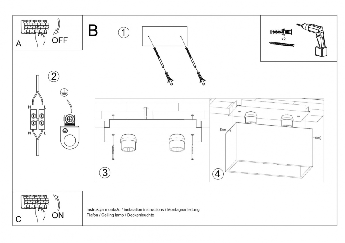 Plafon QUAD MAXI czarny - Sollux Lighting Plafon QUAD MAXI czarny - Sollux Lighting