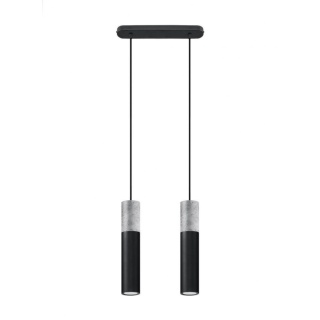 Lampa wisząca BORGIO 2 betonowa czarna podwójny zwis - Sollux Lighting