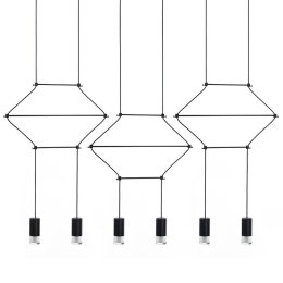 Lampa wisząca FLUSSO LINE 6 czarna minimalistyczna industrialna - King Home