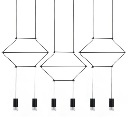 Lampa wisząca FLUSSO LINE 6 czarna minimalistyczna industrialna - King Home