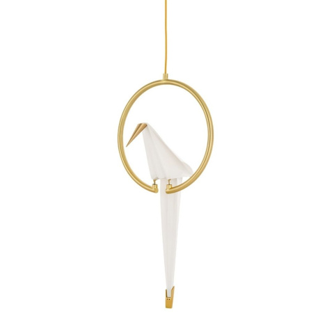 Lampa wisząca LORO 1 CIRCLE złota biały ptak - LED King Home