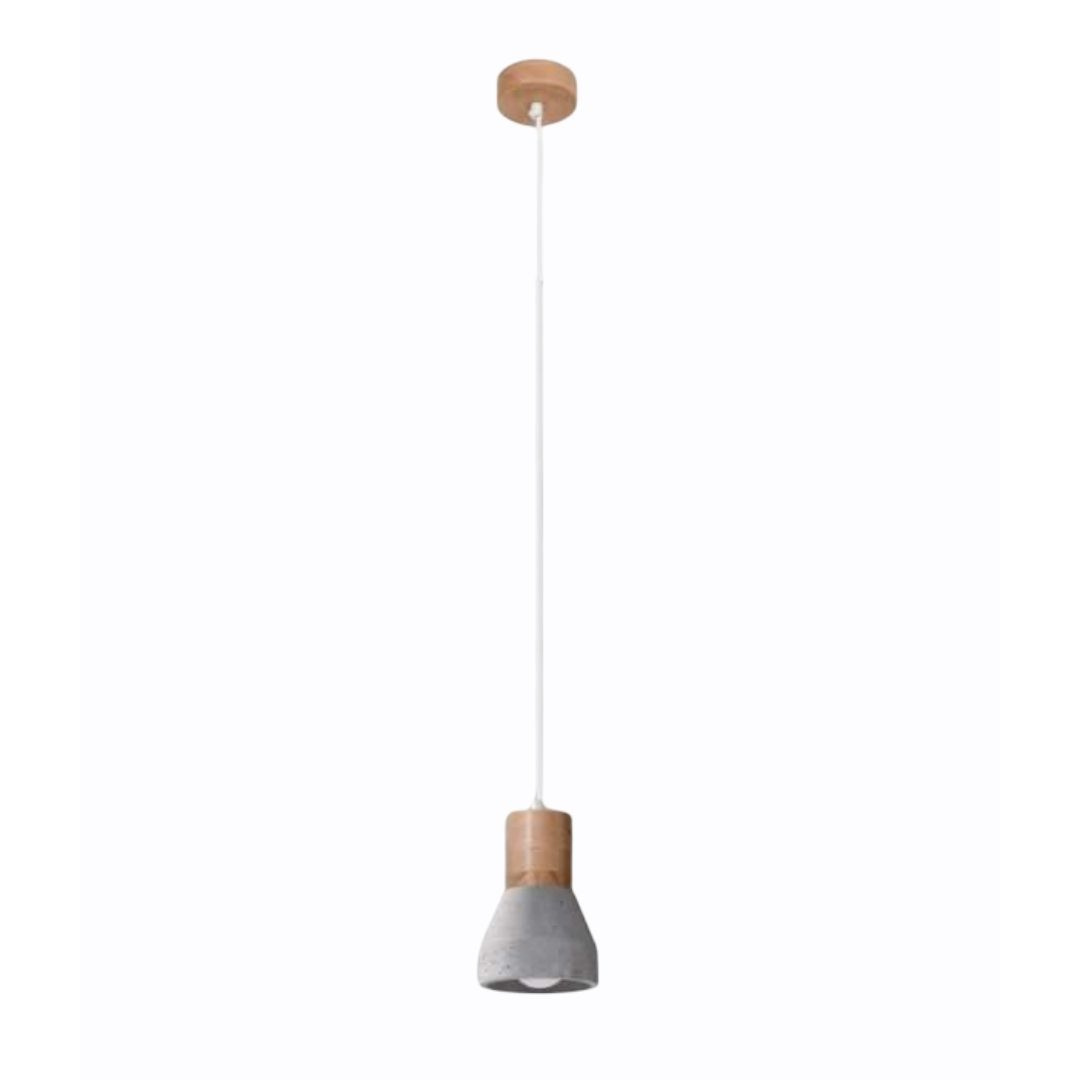 Lampa wisząca QUBIC szaro drewniana pojedyncza beton - Sollux Lighting