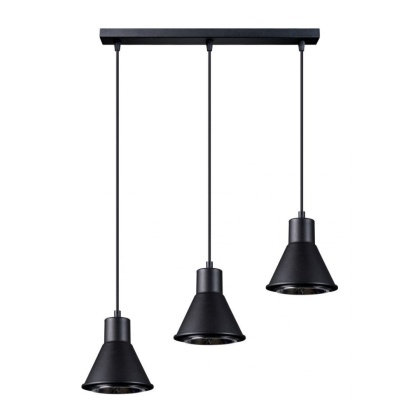 Lampa wisząca TAZILA 3 klosze czarna potrójna na listwie przysufitowej - Sollux Lighting