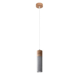 Lampa wisząca ZANE 1 drewno beton pojedyncza tuba - Sollux Lighting