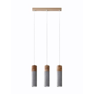 Lampa wisząca ZANE 3 beton drewno potrójna lampa trzy tuby - Sollux Lighting
