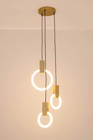 Lampa wisząca potrójna HOPP DISC 3 antyczny mosiądz - King Home