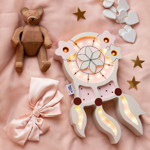 Lampka dziecięca DREAMCATCHER ROSE duży łapacz snów różowy do pokoju dziecka - Eensy Weensy Lampka dziecięca DREAMCATCHER ROSE duży łapacz snów różowy do pokoju dziecka - Eensy Weensy