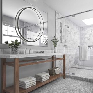 Lampa wisząca MIRROR duża czarna LED obręcz wokół lustra IP44 do łazienki - Light Prestige