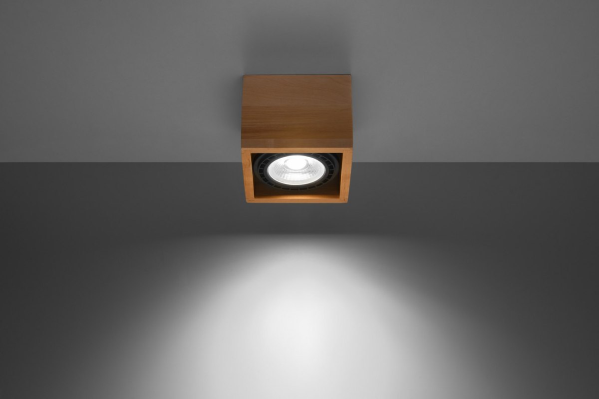 Plafon QUATRO 1 naturalne drewno oświetlenie sufitowe natynkowe - Sollux Lighting - wizualizacja