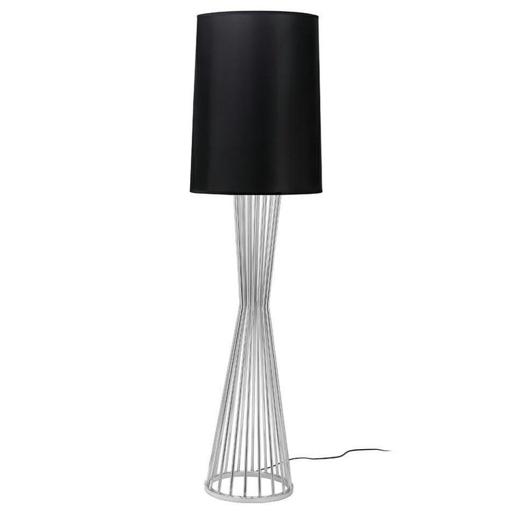 Lampa podłogowa HOLMES chrom z czarnym kloszem - King Home Lampa podłogowa HOLMES chrom z czarnym kloszem - King Home