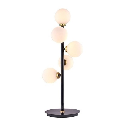 Lampa stołowa COSMO TABLE elegancka czarna z białymi kulistymi kloszami - Moosee