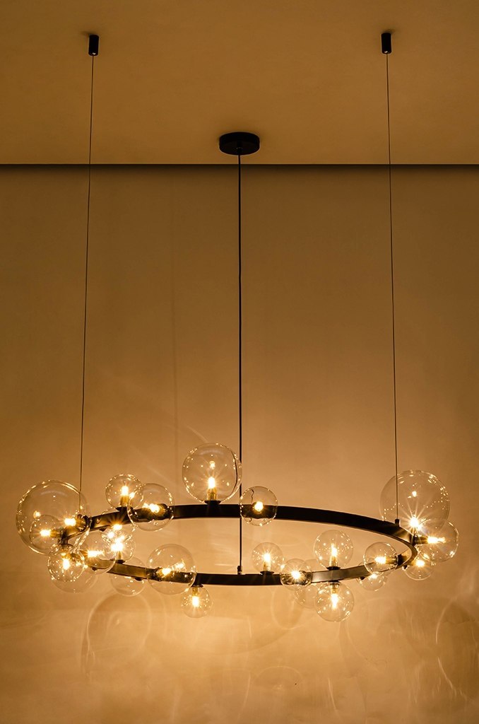 Lampa wisząca ALURE 120 obręcz szklane kuliste transparentne klosze - King Home Lampa wisząca ALURE 120 obręcz szklane kuliste transparentne klosze - King Home