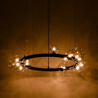 Lampa wisząca ALURE 85 obręcz czarna / transparentne klosze - King Home