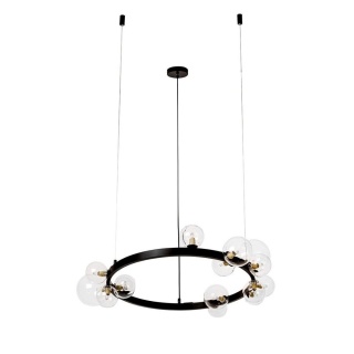 Lampa wisząca ALURE 85 obręcz czarna / transparentne klosze - King Home