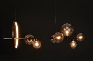 Lampa wisząca ALURE LINE 90 czarna / transparentne klosze - King Home