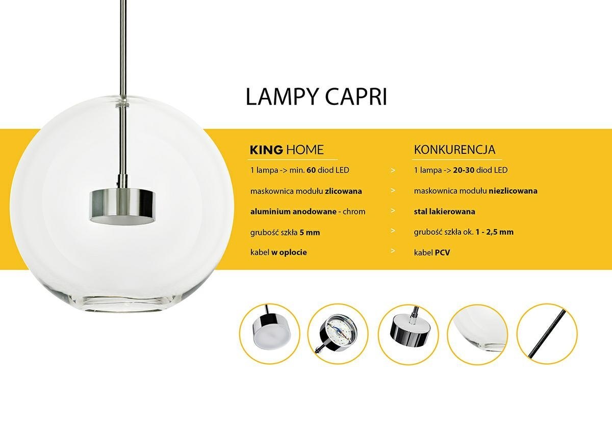 Lampa wisząca CAPRI 4 chrom 60 LED - King Home Lampa wisząca CAPRI 4 chrom 60 LED - King Home